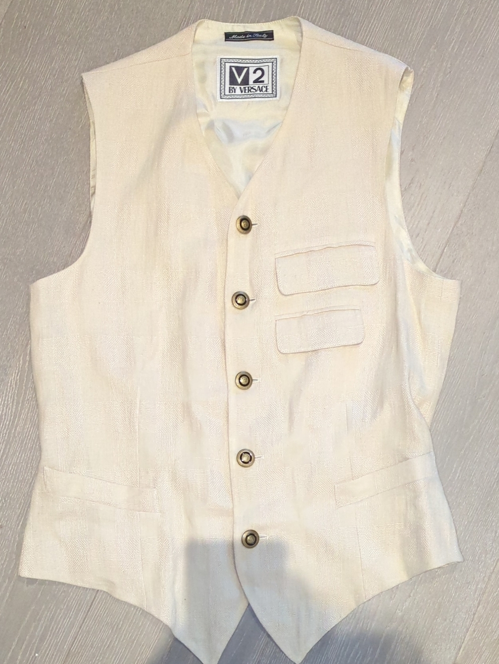 Versace V2 Cream Sleeveless Labelled Vest